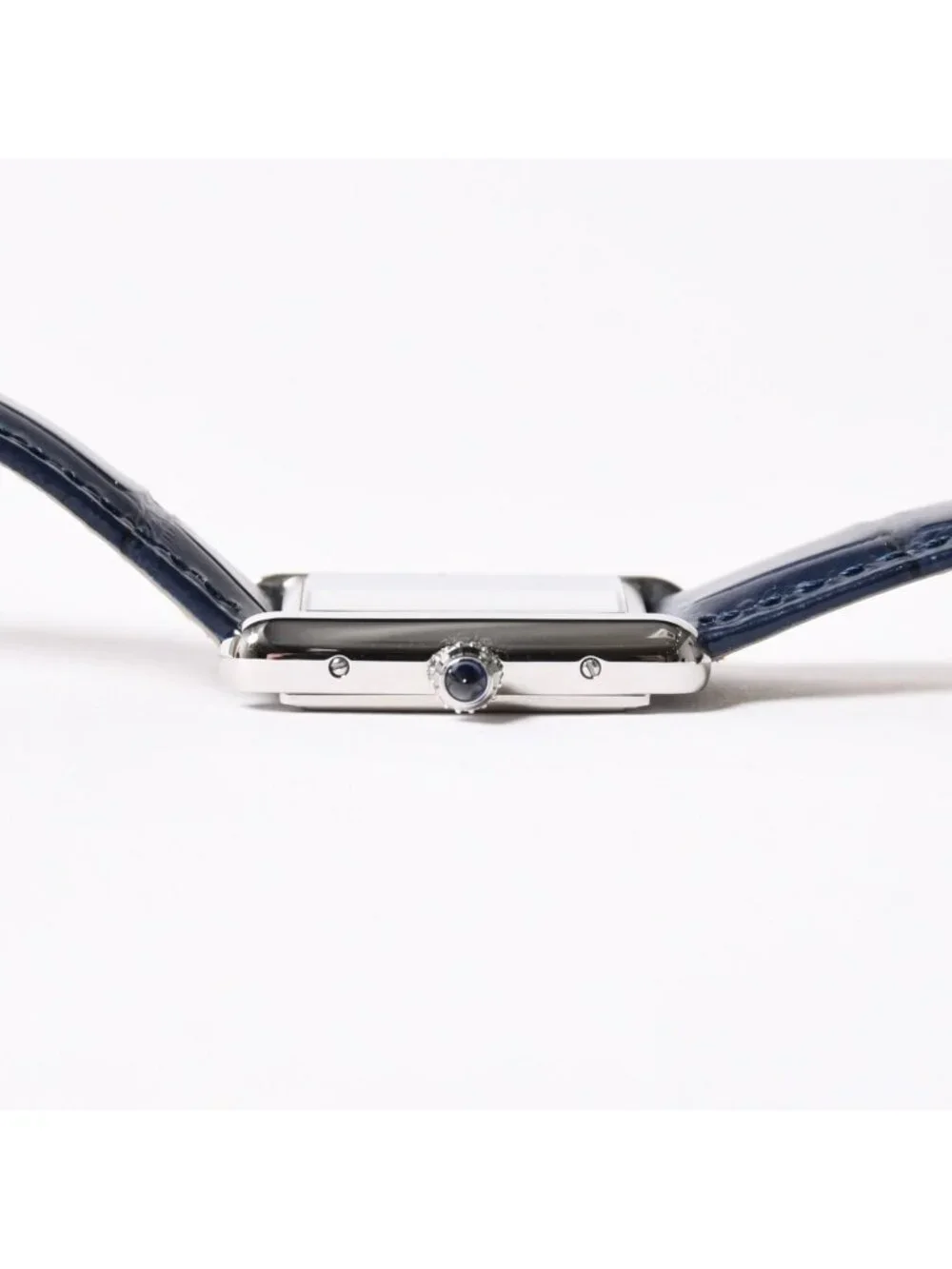 Cartier Tank Must LM Watch SS Quartz Leather Blue Dial